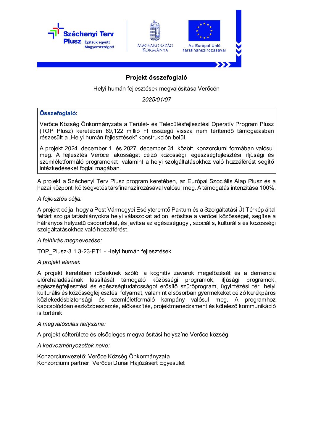 Veroce_helyi_human_fejlesztesek_projekt_osszefoglalo_tajekoztato